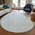 8' Sky Blue And Ivory Round Trellis Washable Indoor Outdoor Area Rug