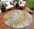 8' Gold Beige And Ivory Round Abstract Washable Indoor Outdoor Area Rug Transitional Style - Gold, Beige, Ivory Color