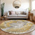 8' Gold Beige And Ivory Round Abstract Washable Indoor Outdoor Area Rug Transitional Style - Gold, Beige, Ivory Color