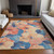 10' X 14' Peach And Blue Floral Washable Indoor Outdoor Area Rug