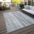 8' X 10' Silver Gray And Graphite Botanical Leaves Washable Indoor Outdoor Area Rug