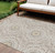 9' X 12' Taupe Khaki And Ivory Floral Medallion Washable Indoor Outdoor Area Rug