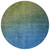 8' Olive Green Blue And Navy Blue Round Ombre Washable Indoor Outdoor Area Rug