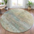 8' Wheat Sky Blue And Beige Round Abstract Washable Indoor Outdoor Area Rug