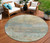 8' Wheat Sky Blue And Beige Round Abstract Washable Indoor Outdoor Area Rug