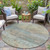 8' Wheat Sky Blue And Beige Round Abstract Washable Indoor Outdoor Area Rug