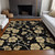 10' X 14' Black And Gold Floral Washable Indoor Outdoor Area Rug
