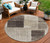 8' Brown And Taupe Round Geometric Washable Indoor Outdoor Area Rug