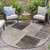 8' Brown And Taupe Round Geometric Washable Indoor Outdoor Area Rug