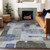 9' X 12' Blue Gray And Charcoal Abstract Washable Indoor Outdoor Area Rug - Blue, Gray, Charcoal