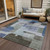 9' X 12' Blue Gray And Charcoal Abstract Washable Indoor Outdoor Area Rug - Blue, Gray, Charcoal
