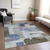 9' X 12' Blue Gray And Charcoal Abstract Washable Indoor Outdoor Area Rug