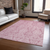 8' X 10' Pink And Ivory Damask Washable Indoor Outdoor Area Rug