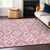 10' X 14' Pink And Ivory Trellis Washable Indoor Outdoor Area Rug