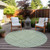 8' Artichoke Green And Ivory Round Geometric Washable Indoor Outdoor Area Rug - Artichoke Green, Ivory