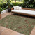 8' X 10' Fern Green Brown And Red Floral Washable Indoor Outdoor Area Rug