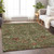 8' X 10' Fern Green Brown And Red Floral Washable Indoor Outdoor Area Rug