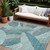 8' X 10' Teal Blue Gray And Ivory Floral Washable Indoor Outdoor Area Rug