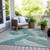8' X 10' Teal Blue Gray And Ivory Floral Washable Indoor Outdoor Area Rug