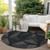 8' Black Charcoal And Gray Round Geometric Washable Indoor Outdoor Area Rug