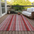 9' X 12' Gray Pink and Red Striped Washable Non Skid Indoor Outdoor Area Rug