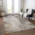 9' X 12' Ivory Blue And Copper Abstract Washable Indoor Outdoor Area Rug