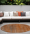 8' Round Orange Round Striped Washable Non Skid Indoor Outdoor Area Rug