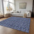 9' X 12' Navy Blue Denim Blue And Ivory Floral Washable Indoor Outdoor Area Rug