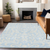 8' X 10' Sky Blue And Ivory Floral Washable Indoor Outdoor Area Rug