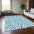 9' X 12' Teal and White Geometric Washable Non Skid Indoor Outdoor Area Rug