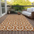 10' X 14' Orange Beige And Copper Floral Medallion Washable Indoor Outdoor Area Rug