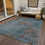 9' X 12' Teal Blue And Brown Abstract Washable Indoor Outdoor Area Rug