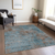 9' X 12' Teal Blue And Brown Abstract Washable Indoor Outdoor Area Rug