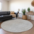 8' Gray And Silver Round Geometric Washable Indoor Outdoor Area Rug