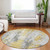 8' Yellow And Ivory Round Abstract Washable Indoor Outdoor Area Rug