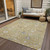 10' X 14' Gold Ivory And Gray Oriental Washable Indoor Outdoor Area Rug