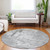 8' Gray And Off White Round Abstract Washable Indoor Outdoor Area Rug