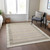 10' X 14' Ivory And Beige Striped Washable Indoor Outdoor Area Rug - 880016643183