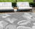 9' X 12' Gray And Silver Floral Washable Indoor Outdoor Area Rug