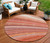 8' Terra Cotta Salmon And Orange Round Striped Washable Indoor Outdoor Area Rug