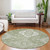 8' Artichoke Green Beige And Ivory Round Medallion Washable Indoor Outdoor Area Rug