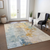 8' X 10' Linen Teal Blue And Copper Abstract Washable Indoor Outdoor Area Rug
