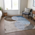 9' X 12' Denim Blue Brown And Beige Geometric Washable Indoor Outdoor Area Rug