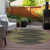 8' Dark Gray And Gold Round Abstract Washable Indoor Outdoor Area Rug