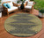 8' Dark Gray And Gold Round Abstract Washable Indoor Outdoor Area Rug