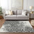 9' X 12' Black And Ivory Medallion Washable Indoor Outdoor Area Rug