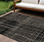9' X 12' Black Ivory And Brown Striped Washable Indoor Outdoor Area Rug