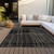 9' X 12' Black Ivory And Brown Striped Washable Indoor Outdoor Area Rug