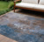 9' X 12' Brown And Blue Abstract Washable Indoor Outdoor Area Rug