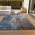 9' X 12' Brown And Blue Abstract Washable Indoor Outdoor Area Rug